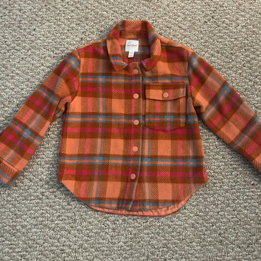 Cat & Jack Orange and Pink Button Down Shirt “shacket”